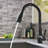 Commercial Black Kitchen Faucet With Pull Out Sprayer, Single Handle Single Lever Kitchen Sink Faucet