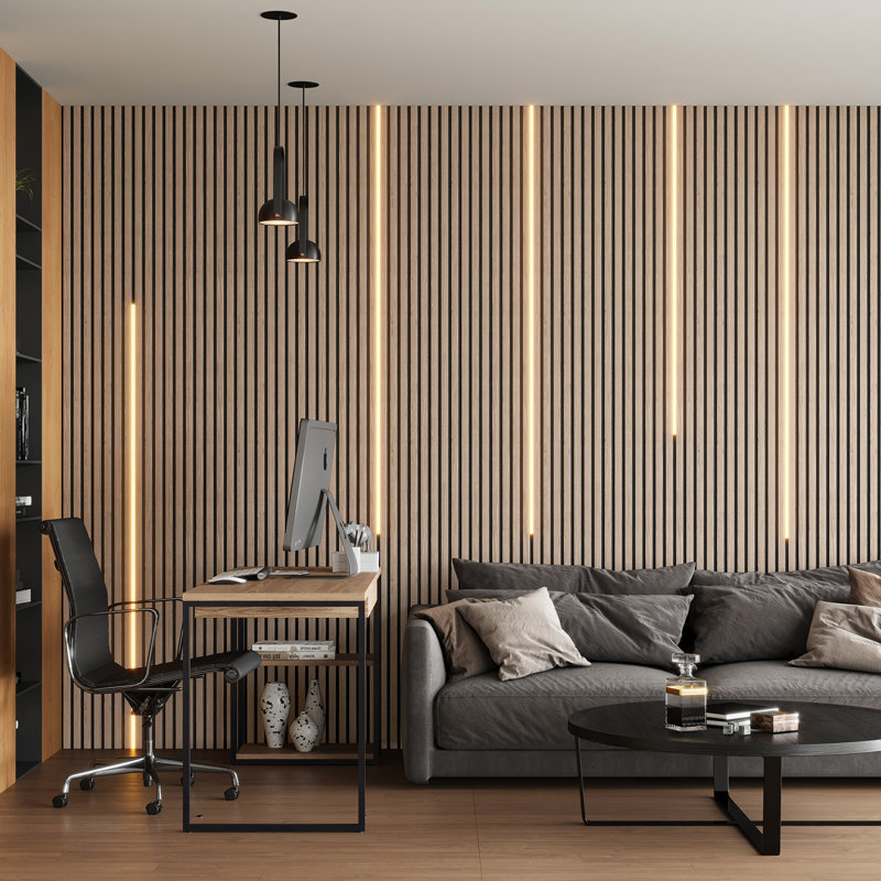  2pc x 94.5" x 24" 3D Acoustic/Sound proof Wood Slat Wall Panels,Walnut Sound Absorbing Panels for Ceiling and Wall(2 Piece/31.5 sq. ft.)