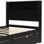 Lit plateforme simple en bois avec tête de lit à DEL, bureau à DEL, USB et deux tiroirs de rangement, noir-1253261925
