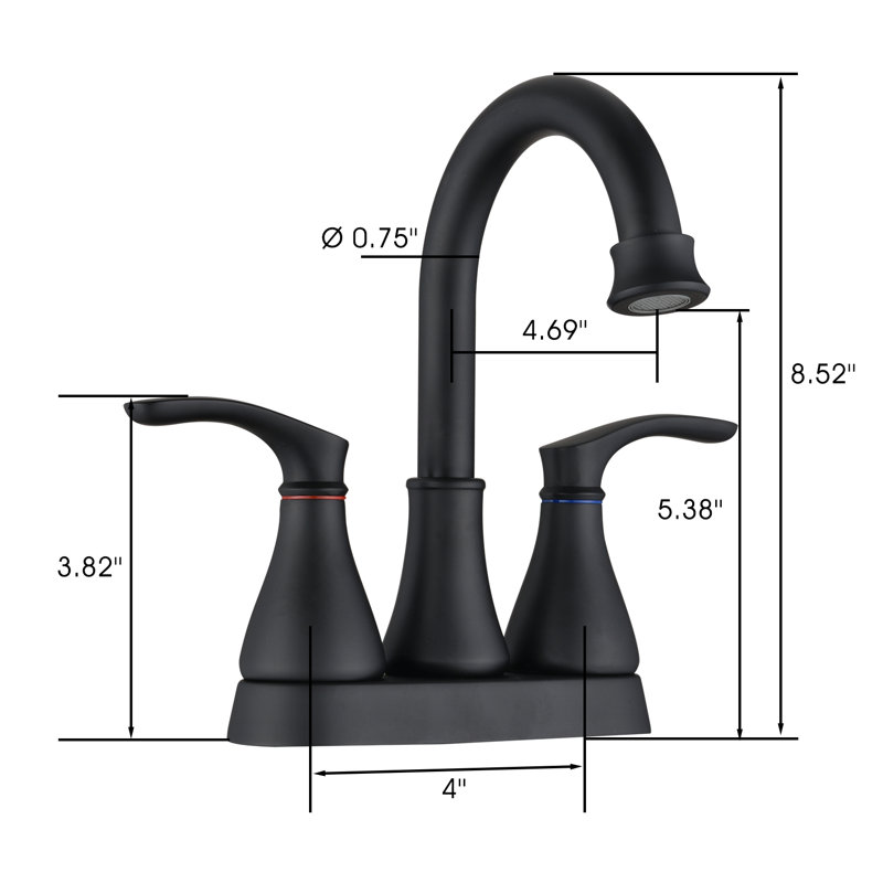 Robinet de salle de bain à centre de lavabo, Noir mat