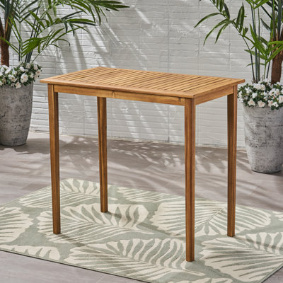  Wooden Patio Dining Table, Minimalist Square Outdoor Bistro Table for Garden and Balcony, Grey