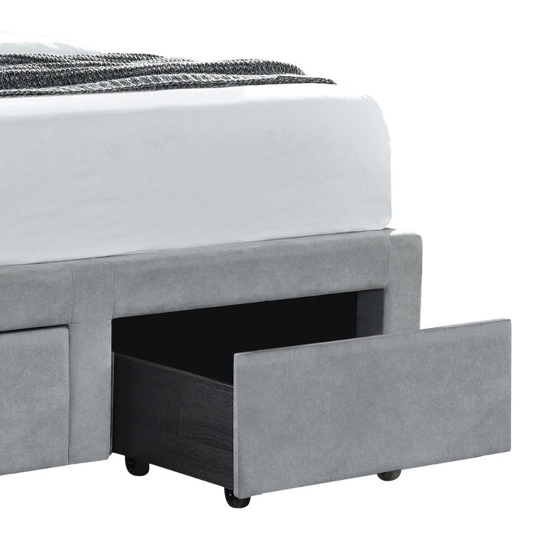 Lit tapissier standard capitonné, Gris clair, Grand