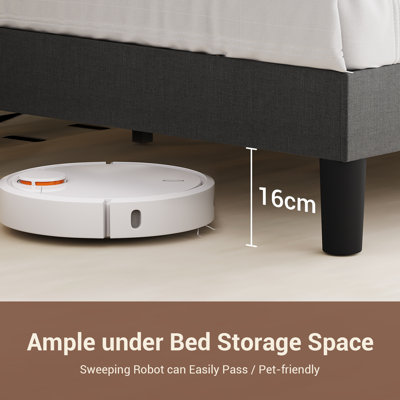 Modern Linen Upholstered Bed Frame with USB Charging Station