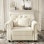 Canapé Chesterfield de 41,3 po en velours avec garniture cloutée et accoudoirs roulés, canapé de style Mid-Century moderne capitonné, comprenant 1 oreiller
