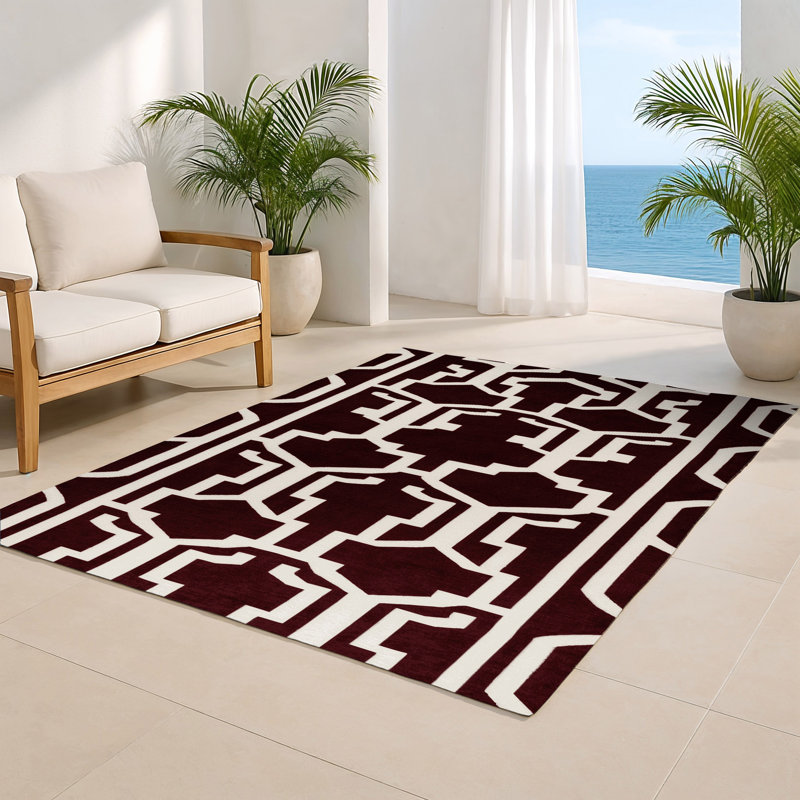 Tapis rouge intérieur et extérieur Trellis, Rectangle 5 pi x 7 pi
