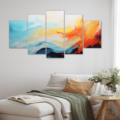 «Blue and Orange Colorful Abstract Expression», ensemble de décorations murales multicolores