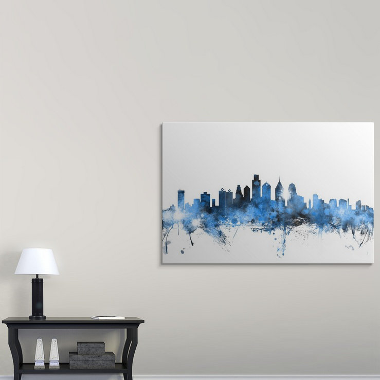 «Philadelphia Pennsylvania Skyline» par Francy, impression, H 24 po x l 36 po x P 1,5 po, Toile