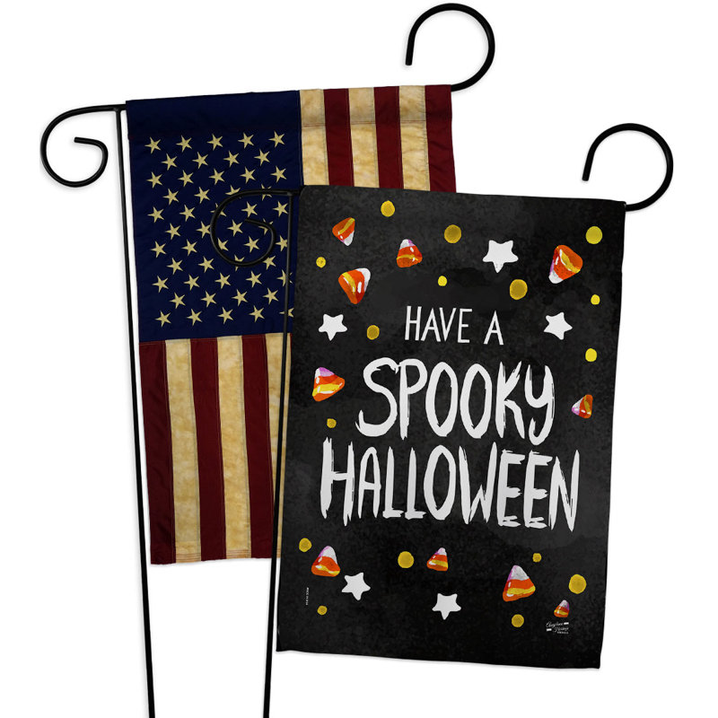 Drapeau de jardin Spooky Halloween 2 côtés en polyester 19 x 13 po