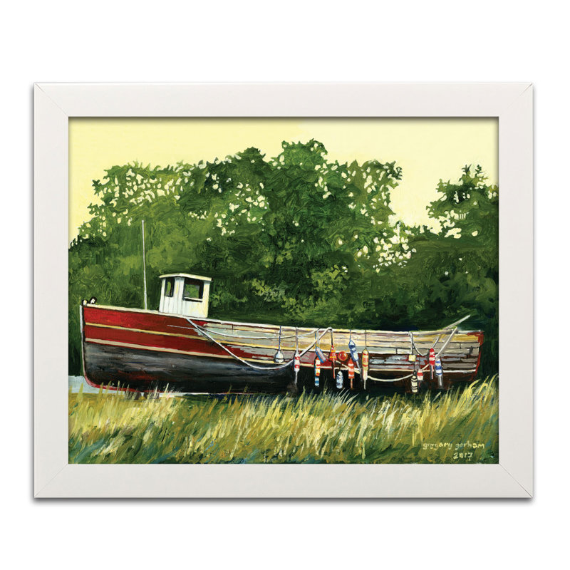 « peintrely décoration attends of réparations bateau », reproduction de peinture à l’acrylique nautique, Cadre blanc