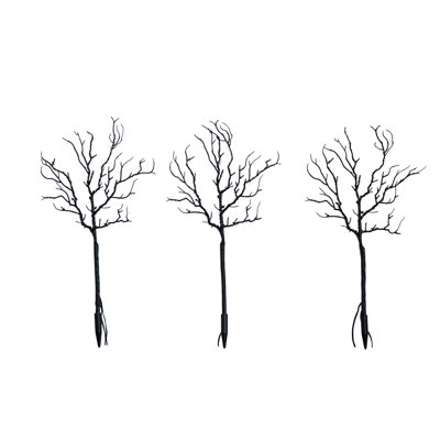 14" Pre-Lit Halloween Black Twig Branch Set