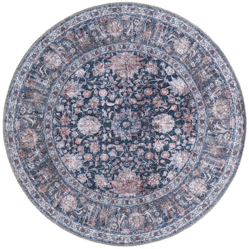 Tapis Samarth Thorine, Bleu, Rond 4 pi 1 po