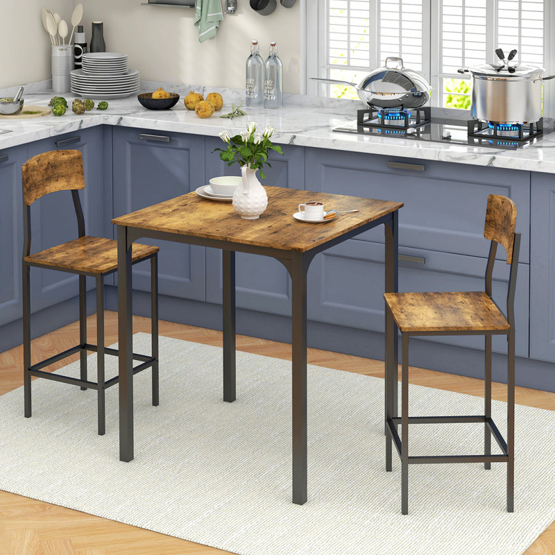 Rustic Brown and Black 3-Piece Pub Height Dining Set