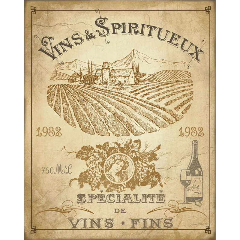 «Vintage French Wine Label» par Jean Plout, art mural sur toile