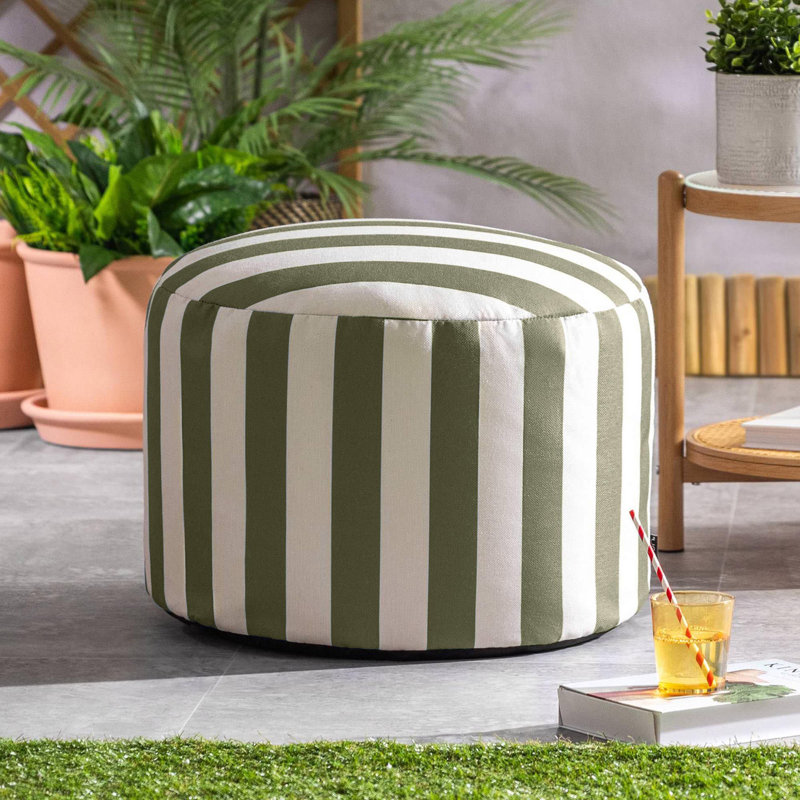 Milano Large Bean Bag Pouffe, Olive Striped