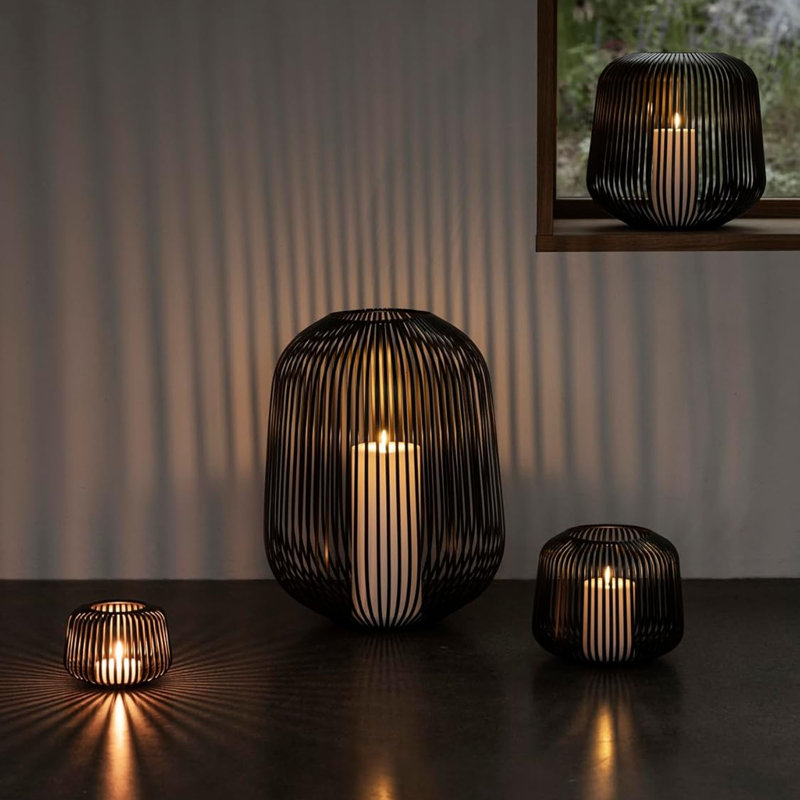 Lito Other Corner Lantern, 27cm H x 27.5cm W x 27.5cm D, Black