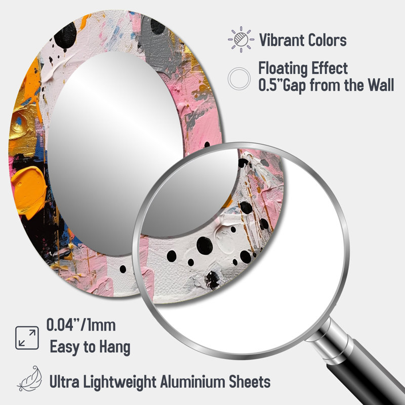 Miroir mural rose et gris, 40 po x 30 po