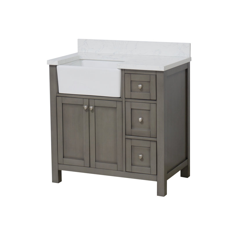 Yorkshire 36" Single Bathroom Vanity Set, Weathered Gray
