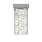 Blanc et vert fougère / motif floral moutarde
