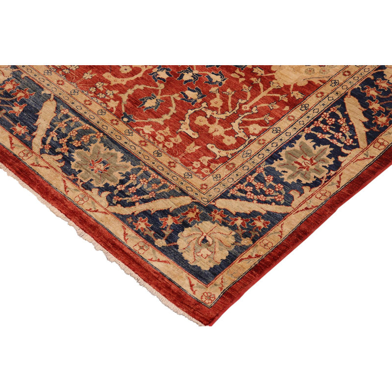 Tapis oriental rouge / brun / noir en laine noué à la main 9 pi 10 po x 13 pi 9 po Oriental