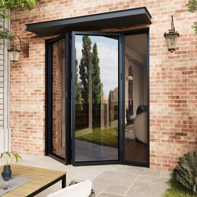 Porte de patio pliante en aluminium noire pliante de 72 po x H 80 po (2 + 0)