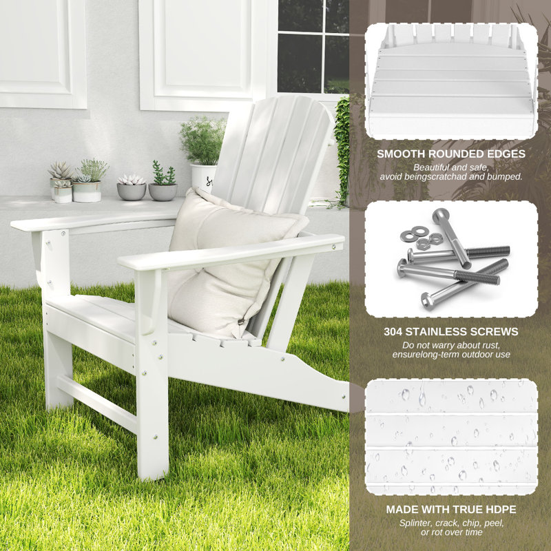Chaise Adirondack d'extérieur Hdpe, Blanc