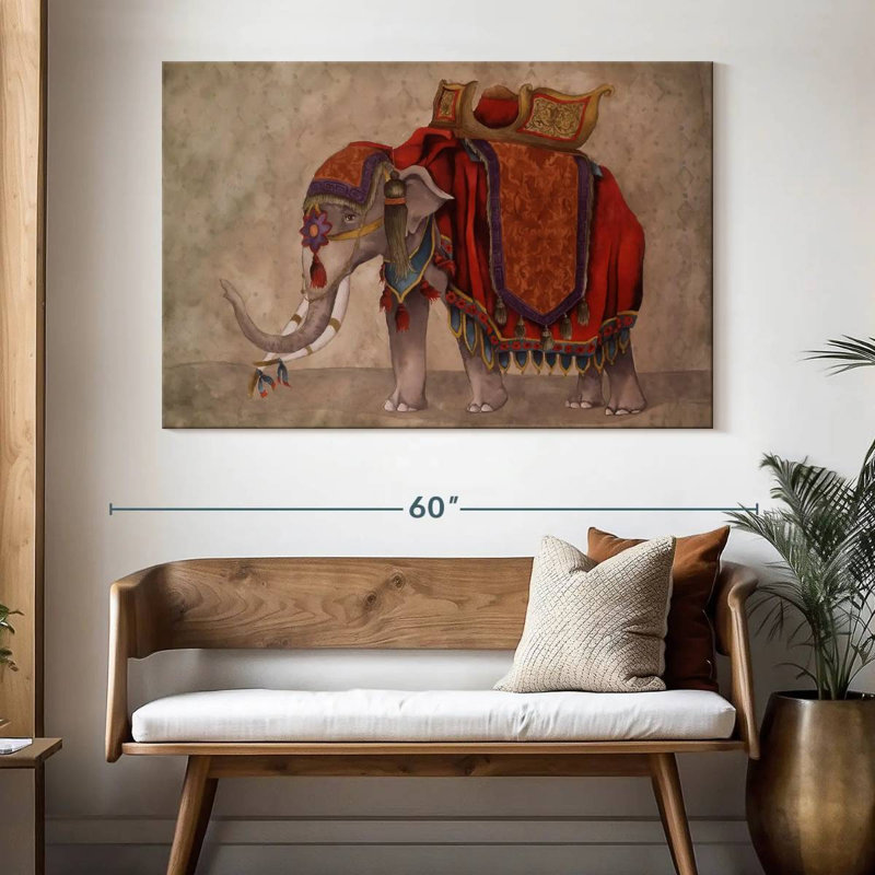 Éléphants de cérémonie I, H 34 po x l 51 po