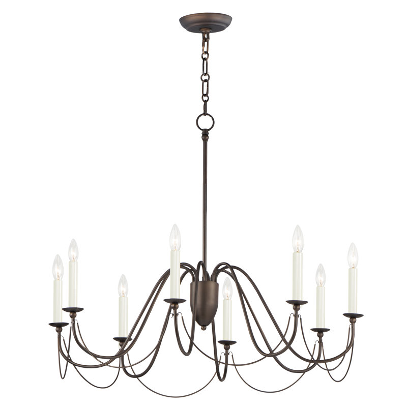 Lustre classique à 8 lumières de style bougie Corsham, Bronze châtaignier