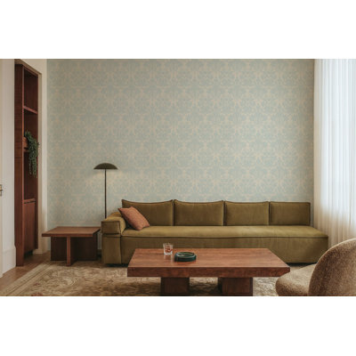 Rococo Relief - Pale Blue Gray Wallpaper