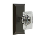 Grandeur Fifth Avenue Short Plate Passage with Carré Crystal Door Knob