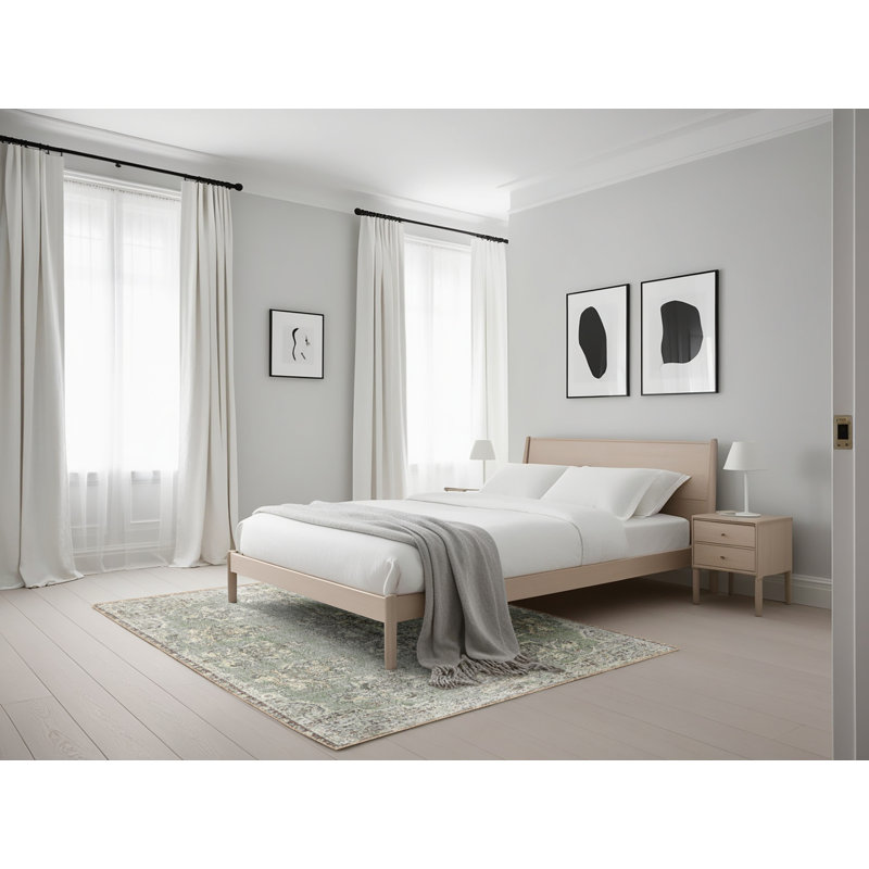 Tapis traditionnel gris / ciel clair Seliga, Rectangle 5 pi x 7 pi