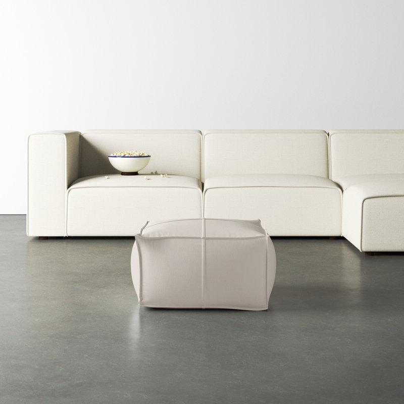 Orla Upholstered Pouf, Light Khaki