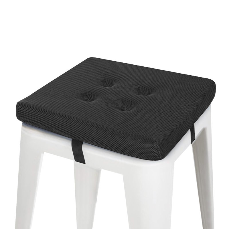 12 Inches Square Stool Cushions With Ties For Bar Stool, Breathable Square Chair Pads Seat Cushions With Non-Slip Bottom - One Pad Only