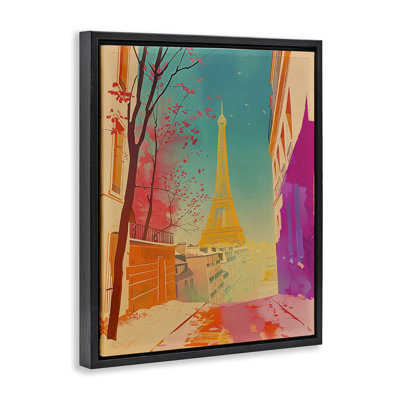 Toile abstraite encadrée, "French View" par Sasha