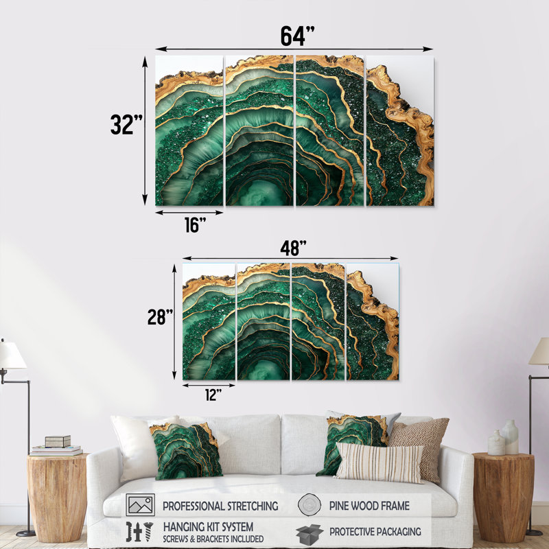 Emerald And Crystal River On Wooden Slide IV - Crystals Wall Art - Traditional Wall Art Canvas, 4, 28" H x 48" W