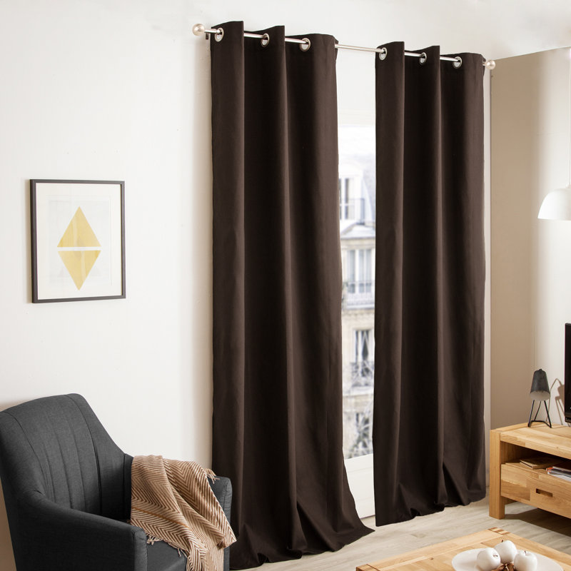 Paire de rideaux obscurcissant avec œillets Isak, l 40 po x L 96 po, Chocolat