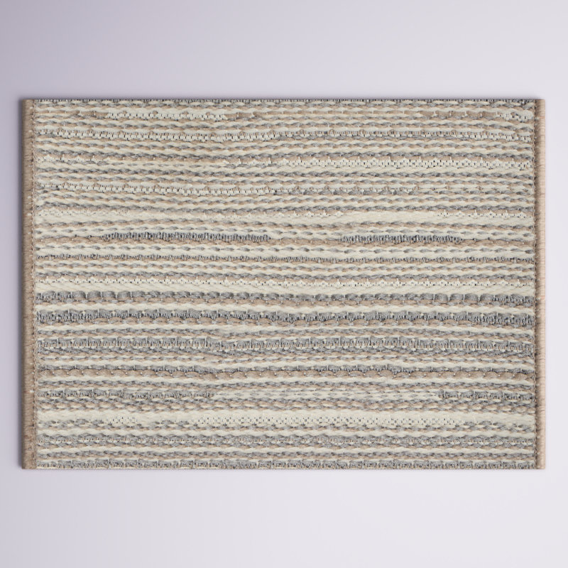 Tapis beige / brun en polypropylène / polyester tissé à la machine Markeith, Rectangle 2 pi x 2 pi 10 po