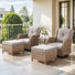 Chaise pivotante d'extérieur en osier 5 pièces Carolina avec coussins en oléfine Carolina