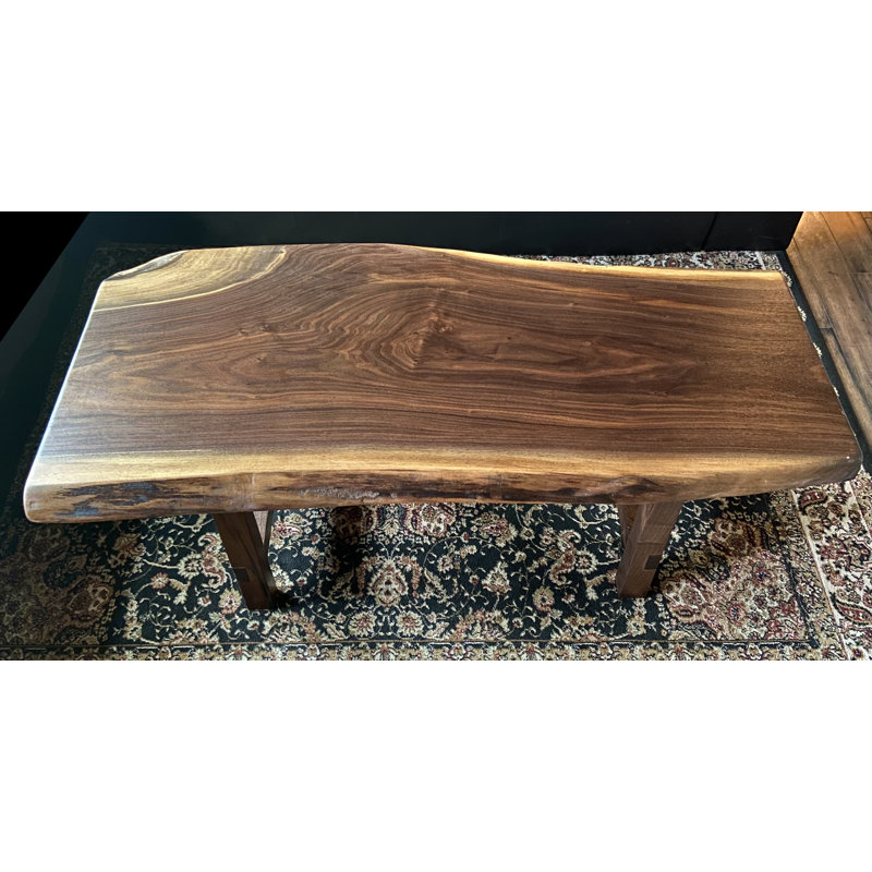 Table basse personnalisable en bois franc noyer, 24", 30", Tube carré noir en métal - 16 po