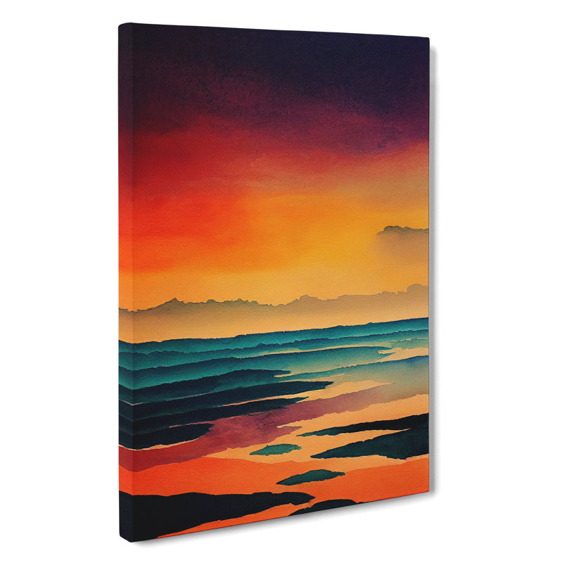 Sunset Watercolour No.5 - Wrapped Canvas Print, 50cm H x 35cm W x 3cm D