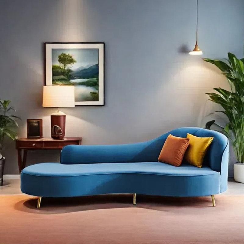 Méridienne tendance et moderne, Orienté à droite, Bleu paon