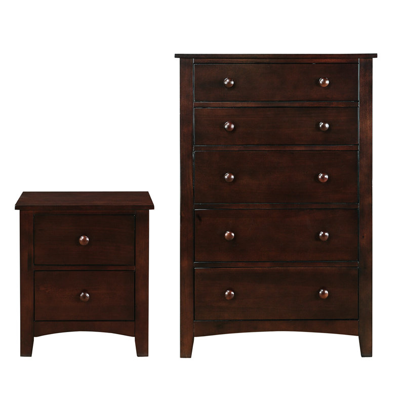2 armoires de chambre à coucher en chêne foncé - style moderne, mélange de brun avec 2 tiroirs