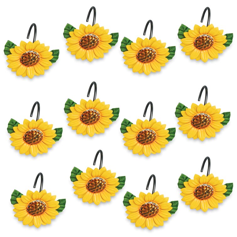 Shower Curtain Hooks Colorful Daisies 12 