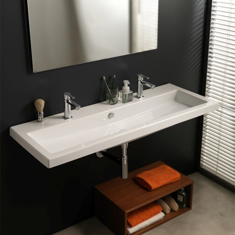 Brayden Studio® Hernandes 17.72'' White Vitreous China Rectangular Bathroom Sink with Overflow