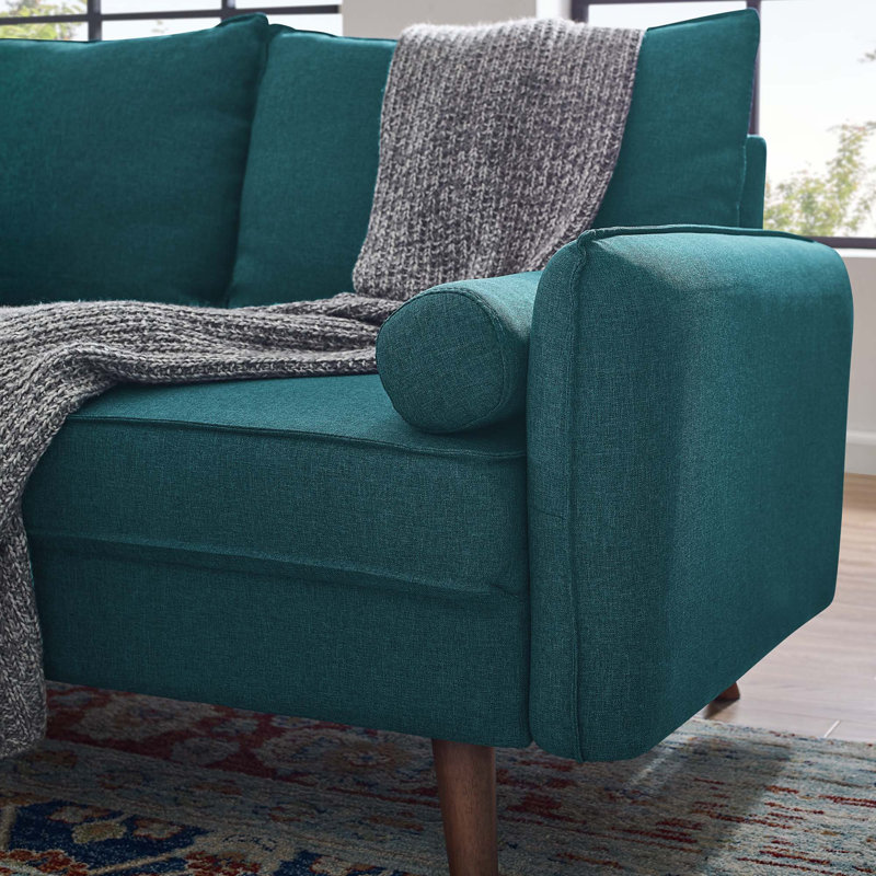 Modway Carson Carrington Hedeby Upholstered Fabric Sofa, Teal Plainweave Velvet, 33.5" H x 60" W x 32.5" D