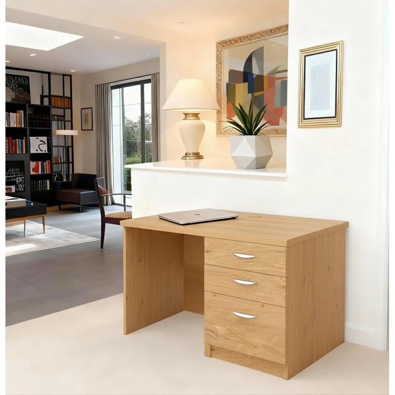 Walshaw Solid Wood Base Writing Desk, English Oak