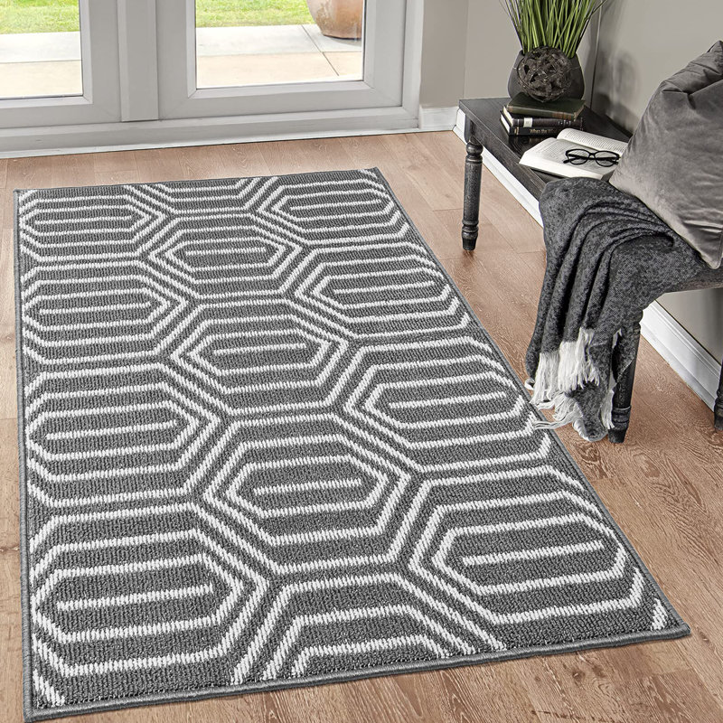 Low-Profile Floor Non-Slip Door Mat, 38.1cm W x 61cm L, Light Grey