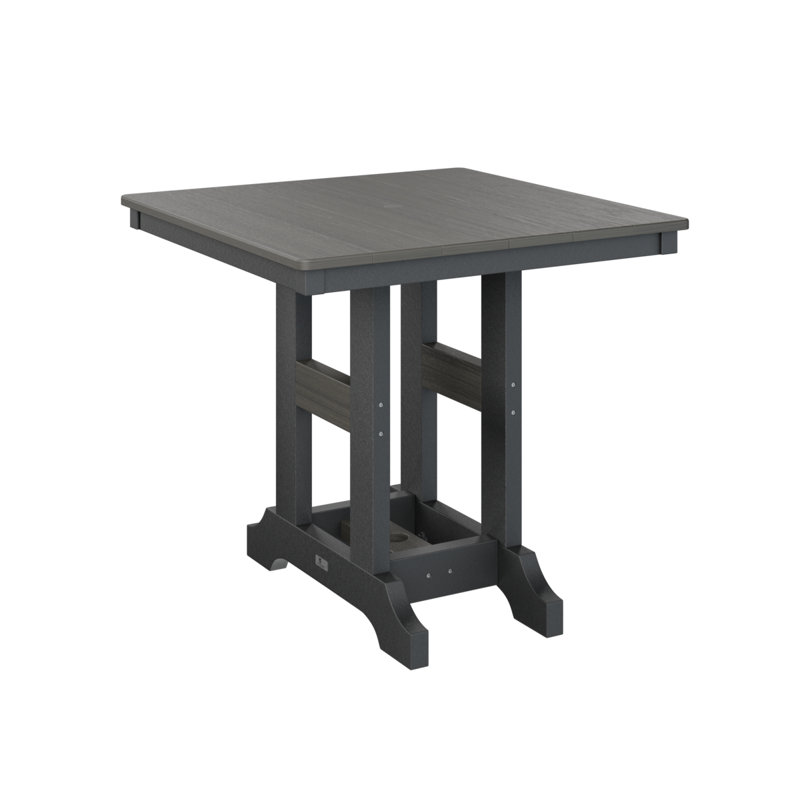 Garden Classic Outdoor Square Dining Table, Black, Coastal Gray