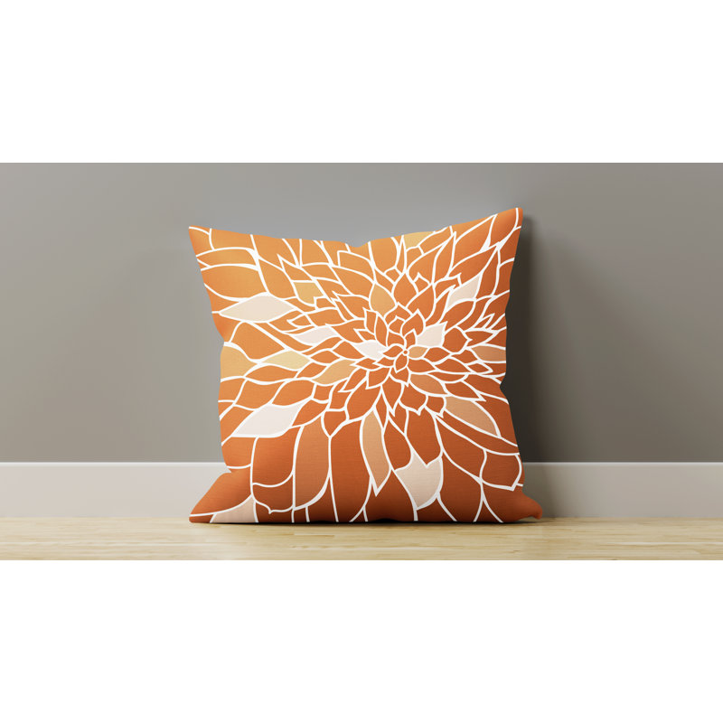 Raina Outdoor Reversible Throw Pillow, 15W" x 15H", Orange