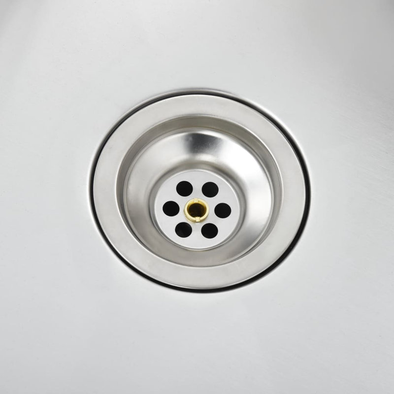 vidaXL Kitchen Sink with Strainer, Stainless Steel Top-Mount Sink, Fast Drainage, Anti-Corrosion, Silver