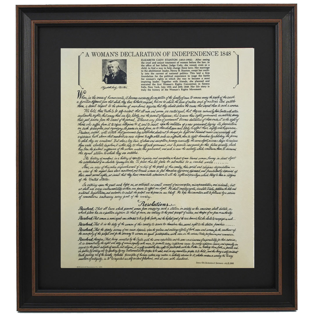 A Woman's Declaration of Independence 1848 | Framed Textual Art Print on Antique Parchment Alcott Hill®